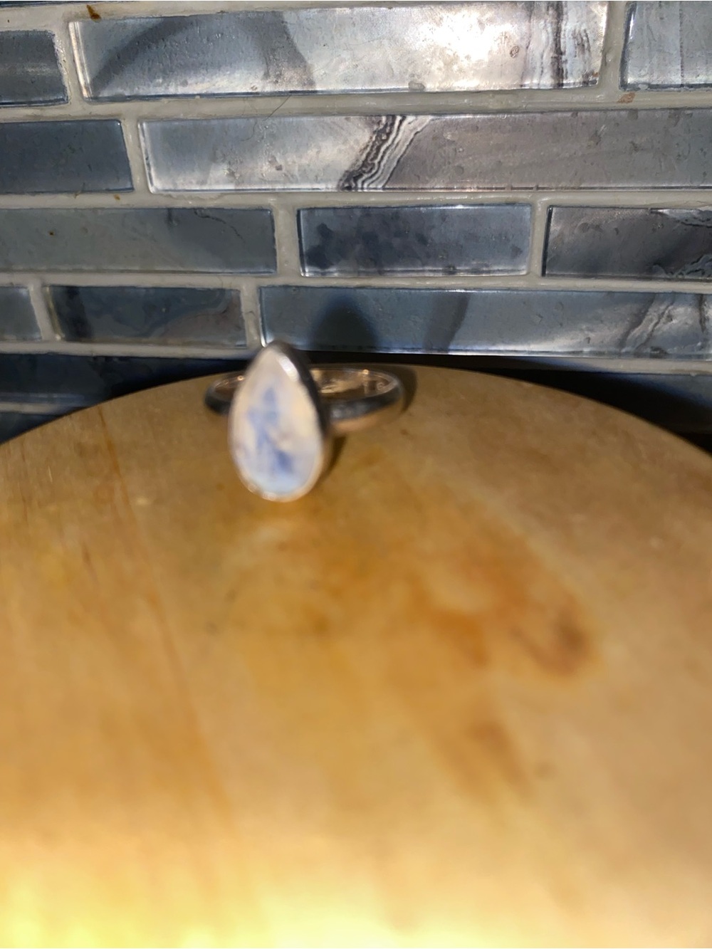 Sterling Silver Teardrop rainbow moonstone Ring